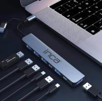 INCA IUTP-7T USB/Type-C Hub X5 USB 3.0 + 2 Type-C Aluminyum Kasa ÇOKLAYICI 